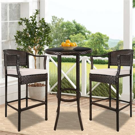 2-person Long Bar Height Patio Dining Set Outdoor Counter Solid Metal Table For Balcony, Living Room. . Hightop patio set